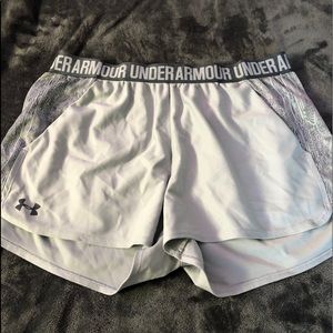 Women Grey Under Armor Athletic Shorts